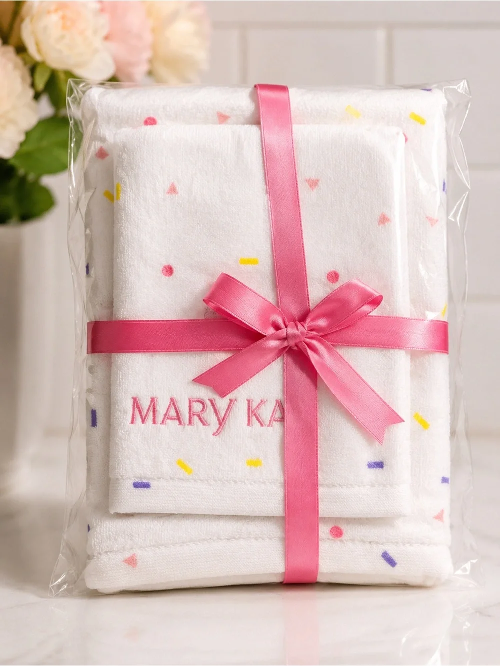 Mary Kay Cotton Hand Washcloth & Towel Set New